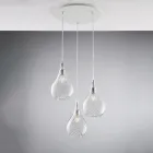 Hanglamp van ijzer met Pyrex-glas, gemaakt in Italië, voor interieurdecoratie - Amazonia Viadurini