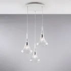 Hanglamp van ijzer met Pyrex-glas, gemaakt in Italië, voor interieurdecoratie - Corinto Viadurini