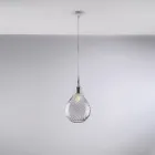 Hanglamp van ijzer met Pyrex-glas, gemaakt in Italië, voor interieurdecoratie - Amazonia Viadurini