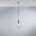 Hanglamp van ijzer met Pyrex-glas, gemaakt in Italië, voor interieurdecoratie - Corinto Viadurini