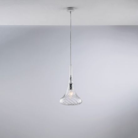 Hanglamp van ijzer met Pyrex-glas, gemaakt in Italië, voor interieurdecoratie - Corinto Viadurini