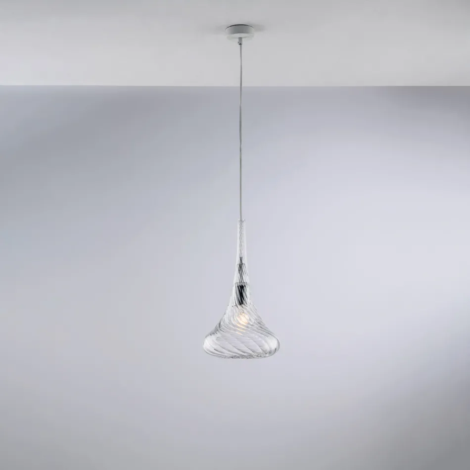 Hanglamp van ijzer met Pyrex-glas, gemaakt in Italië, voor interieurdecoratie - Corinto Viadurini