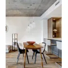 Hanglamp van ijzer met Pyrex-glas, gemaakt in Italië, voor interieurdecoratie - Olimpo Viadurini