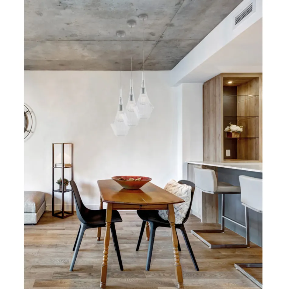 Hanglamp van ijzer met Pyrex-glas, gemaakt in Italië, voor interieurdecoratie - Olimpo Viadurini