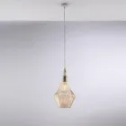 Hanglamp van ijzer met Pyrex-glas, gemaakt in Italië, voor interieurdecoratie - Olimpo Viadurini