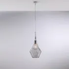 Hanglamp van ijzer met Pyrex-glas, gemaakt in Italië, voor interieurdecoratie - Olimpo Viadurini