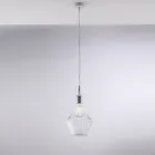 Hanglamp van ijzer met Pyrex-glas, gemaakt in Italië, voor interieurdecoratie - Olimpo Viadurini