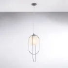 Hanglamp met bol van verchroomd ijzer, gemaakt in Italië, voor interieurdecoratie - Oslo Viadurini