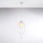 Hanglamp met bol van verchroomd ijzer, gemaakt in Italië, voor interieurdecoratie - Oslo Viadurini