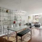 Hanglamp van verchroomd ijzer met strass-steentjes, gemaakt in Italië, voor interieurdecoratie - Afrika Viadurini