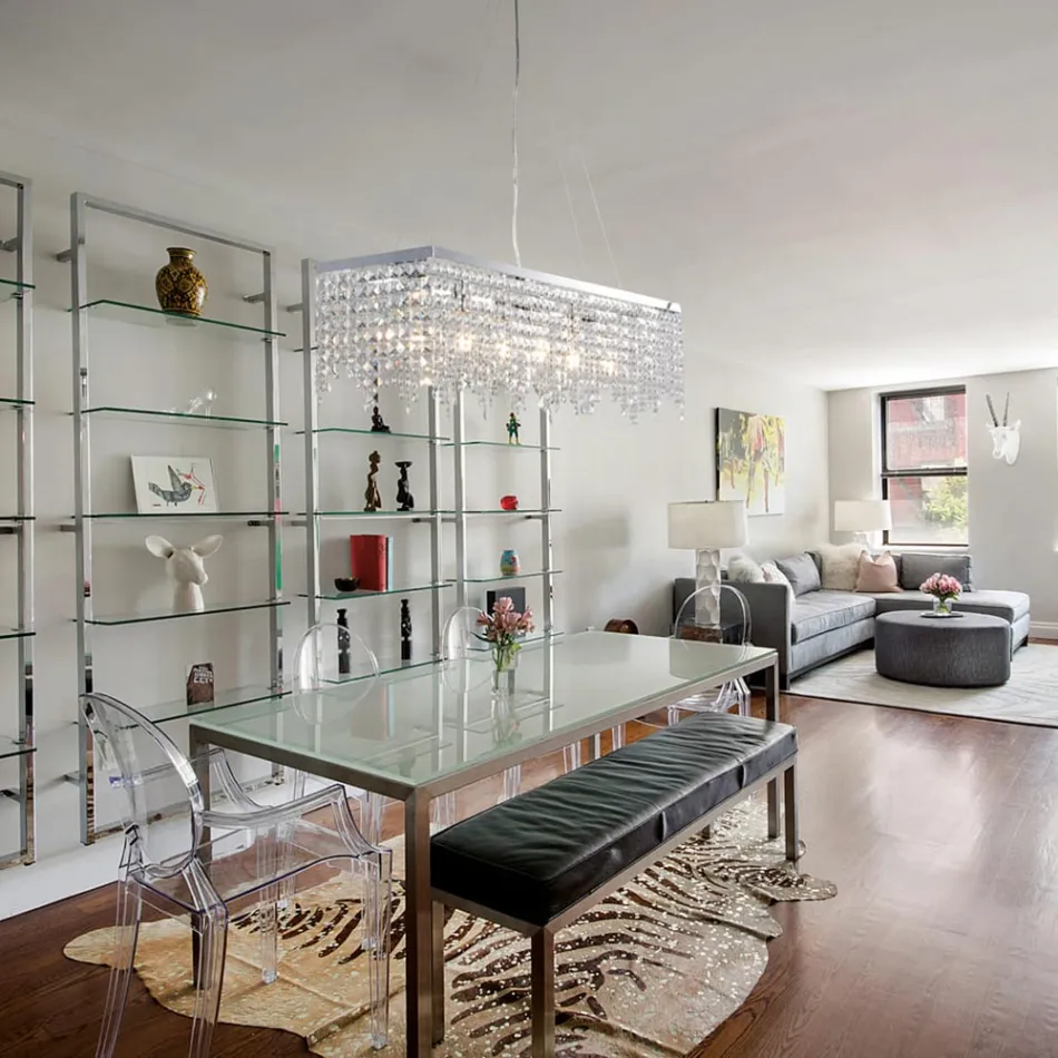 Hanglamp van verchroomd ijzer met strass-steentjes, gemaakt in Italië, voor interieurdecoratie - Afrika Viadurini