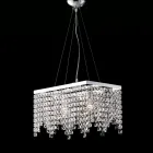 Hanglamp van verchroomd ijzer met strass-steentjes, gemaakt in Italië, voor interieurdecoratie - Afrika Viadurini