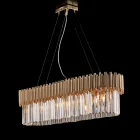 Vergulde ijzeren hanglamp met strass-steentjes, gemaakt in Italië, voor interieurdecoratie - Parijs Viadurini