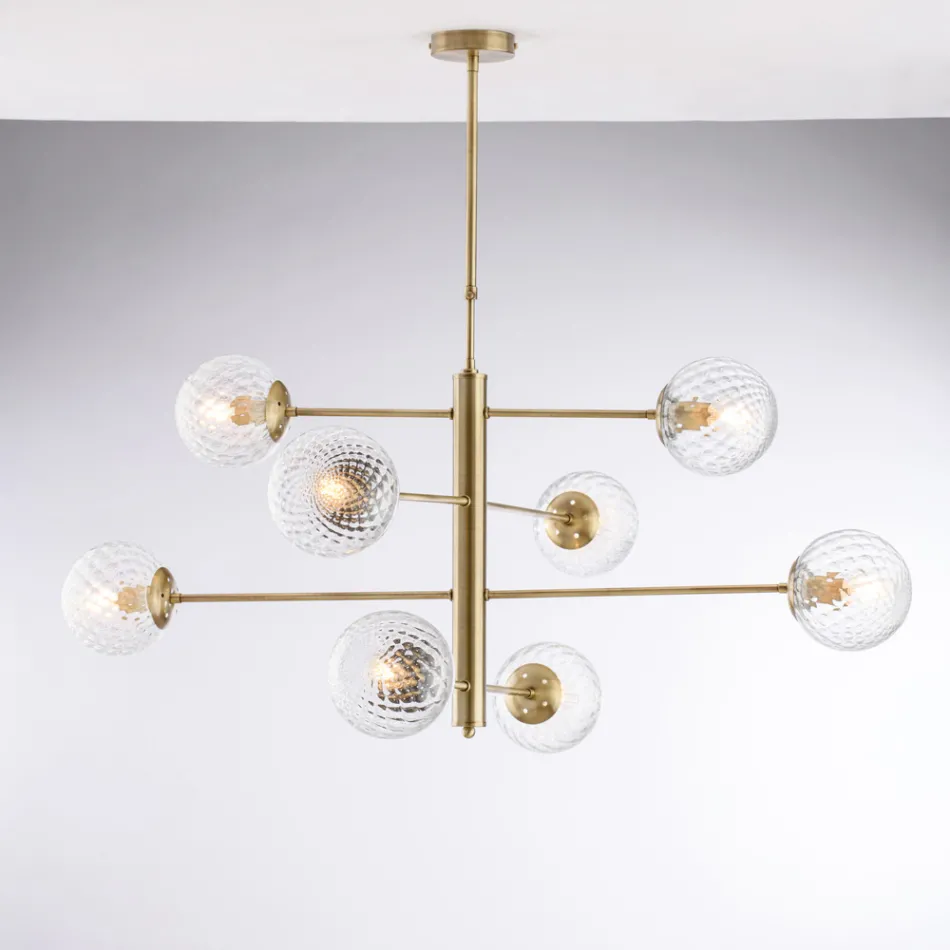 Hanglamp van ijzer, gemaakt in Italië, voor interieurdecoratie - Kreta Viadurini