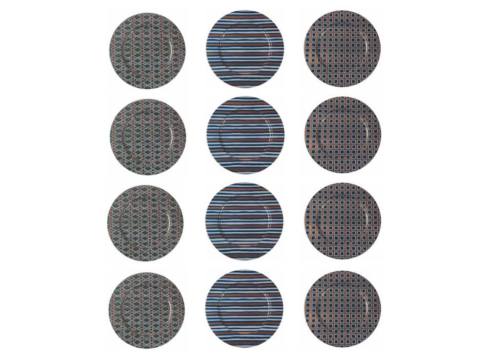 Gekleurde metalen borden met geometrische decoratie 12 stuks - Mappinz Viadurini