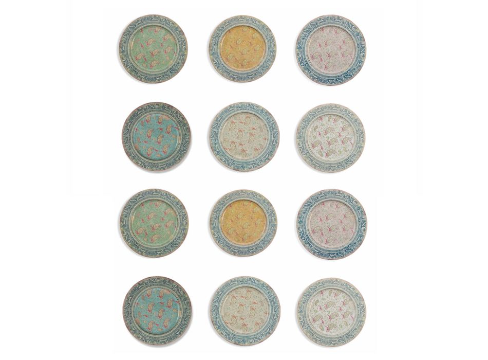 Ronde plastic placemats met kleurrijke exotische decoraties 12 stuks - Casimirro Viadurini