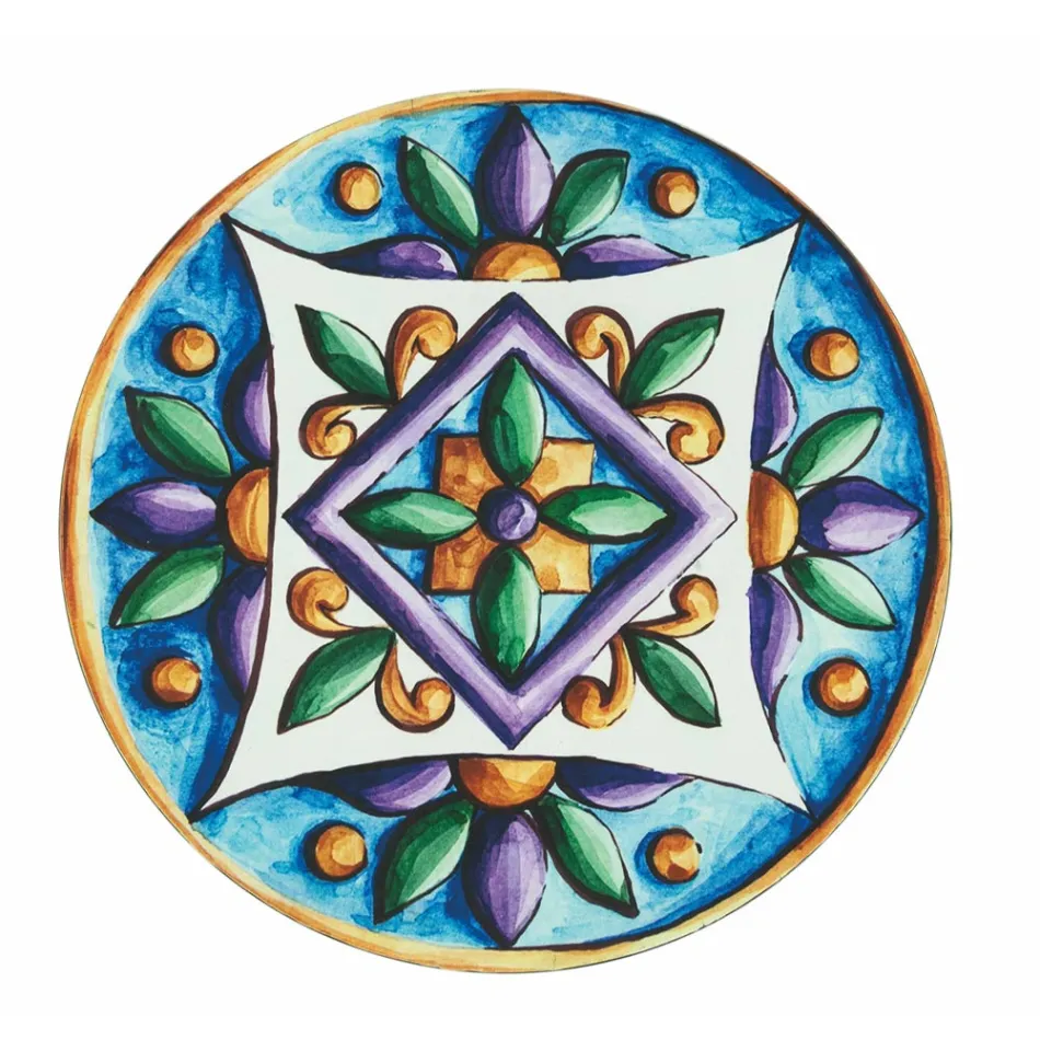 Ronde Borden in Gekleurd Plastic met Majolica 12 Stuks - Maia Viadurini