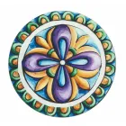 Ronde Borden in Gekleurd Plastic met Majolica 12 Stuks - Maia Viadurini