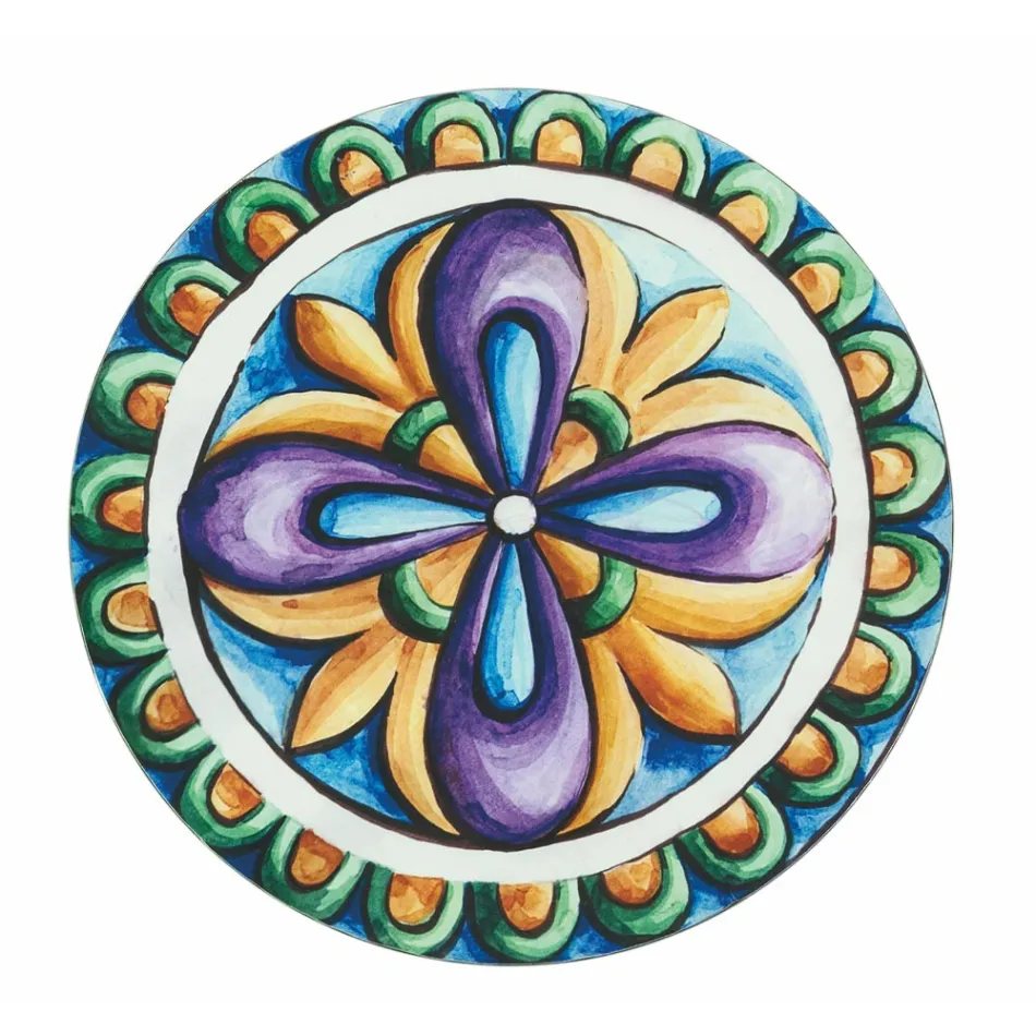 Ronde Borden in Gekleurd Plastic met Majolica 12 Stuks - Maia Viadurini