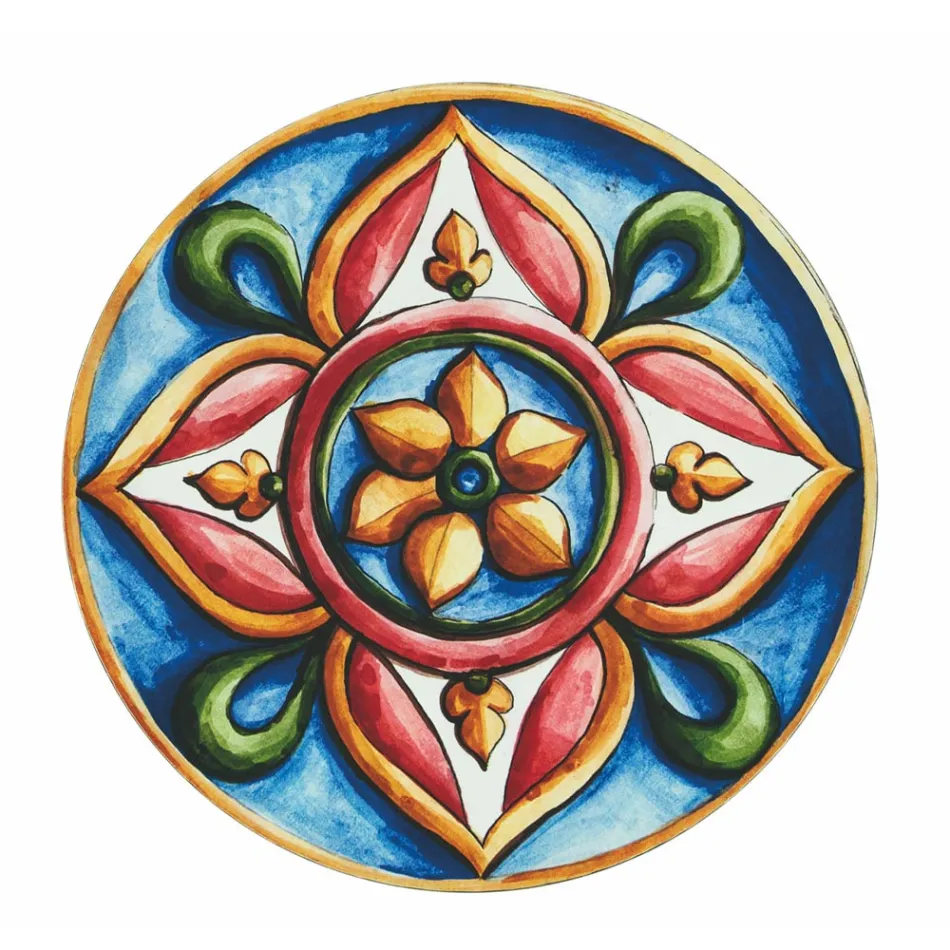 Ronde Borden in Gekleurd Plastic met Majolica 12 Stuks - Maia Viadurini