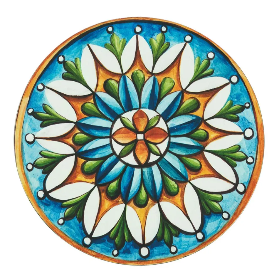 Ronde Borden in Gekleurd Plastic met Majolica 12 Stuks - Maia Viadurini