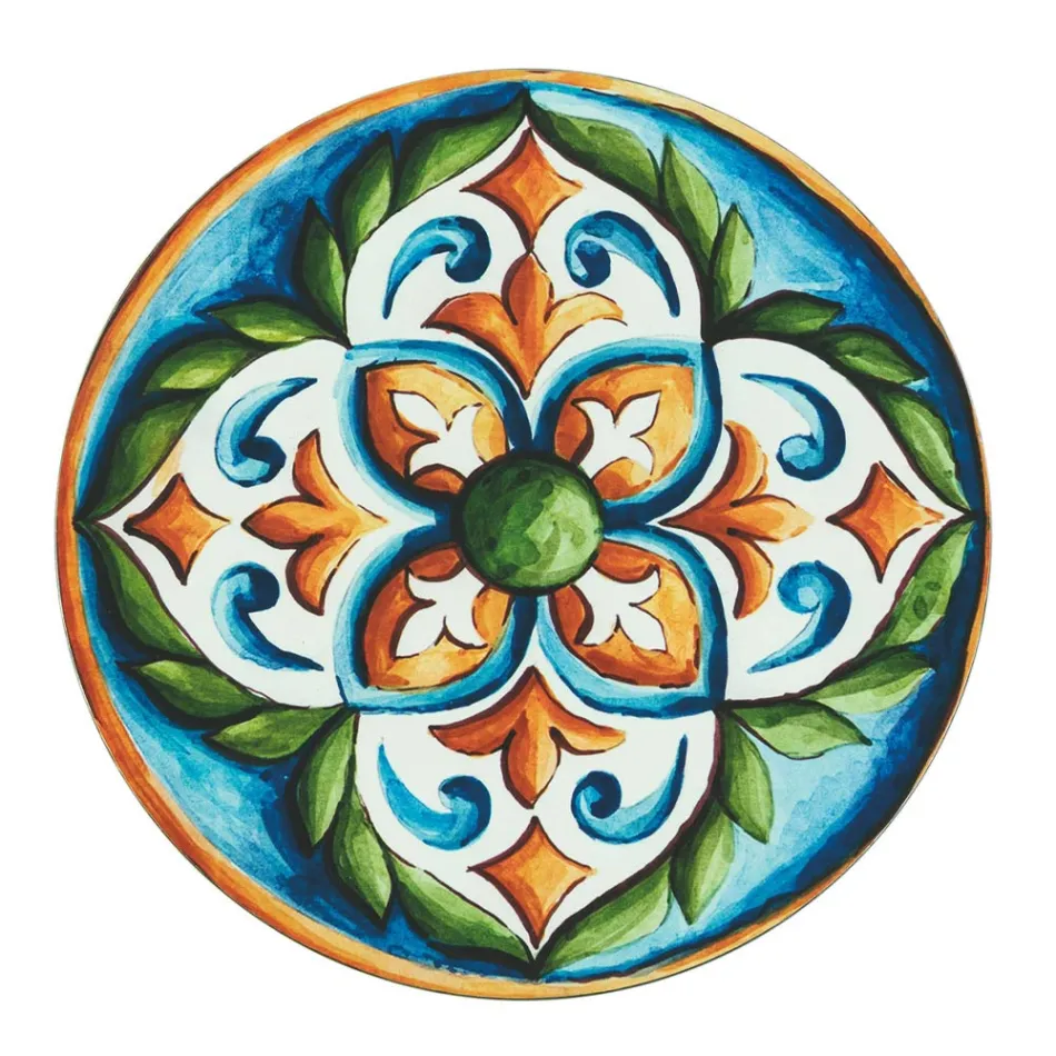 Ronde Borden in Gekleurd Plastic met Majolica 12 Stuks - Maia Viadurini