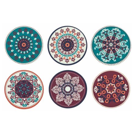Ronde Borden in Gekleurd Plastic met Perzische Decoraties 12 Stuks - Perzië Viadurini