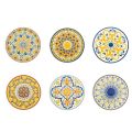 Ronde Borden in Gekleurde Plastic Siciliaanse Decoraties 12 Stuks - Trapani