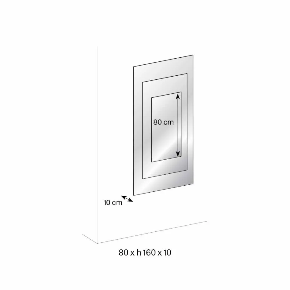 Drielaagse wandspiegel en zwarte structuur Italiaans design - Plaudio Viadurini