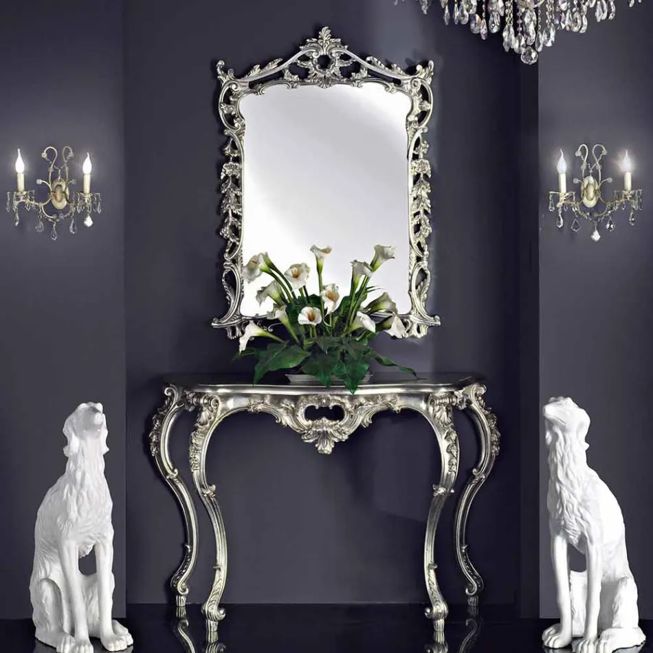 Wandspiegel, houten console en handgemaakte piano in Giacomo, Italië Viadurini