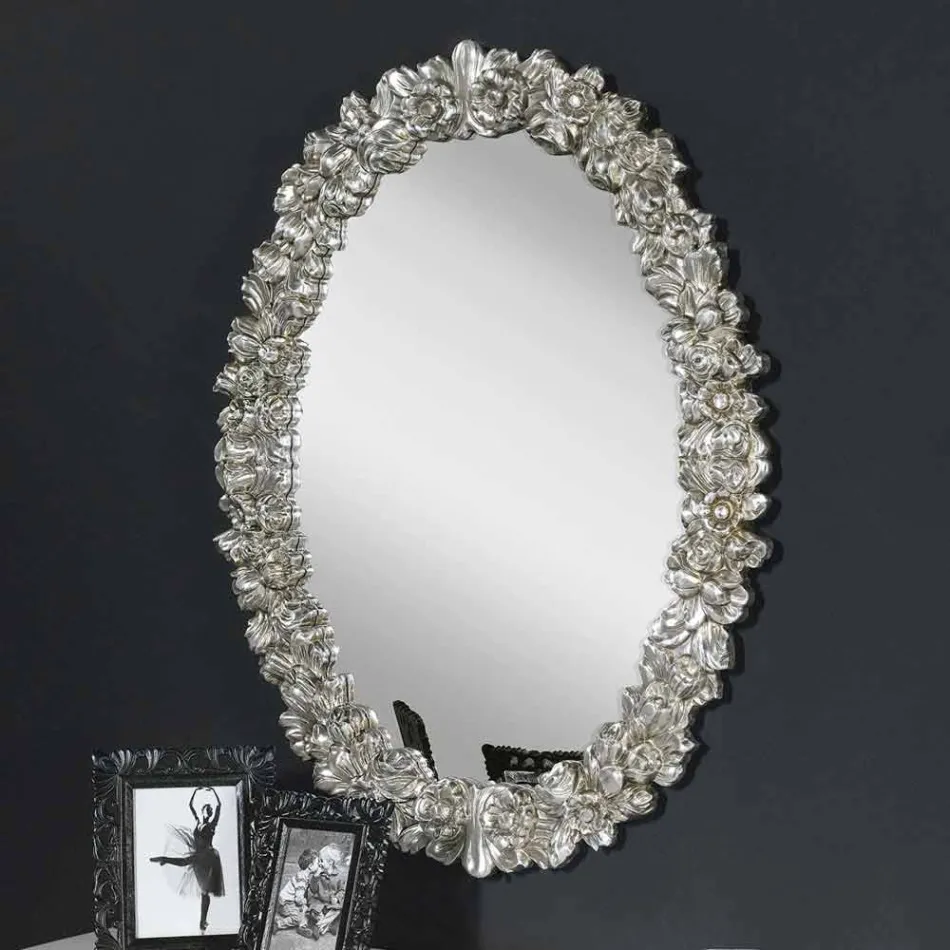 Moderne handgemaakte sparren houten wandspiegel gemaakt in Italië Filippo Viadurini