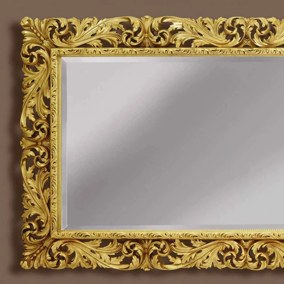 Houten wandspiegel met moderne lijnen handgemaakt in Italië Alex Viadurini