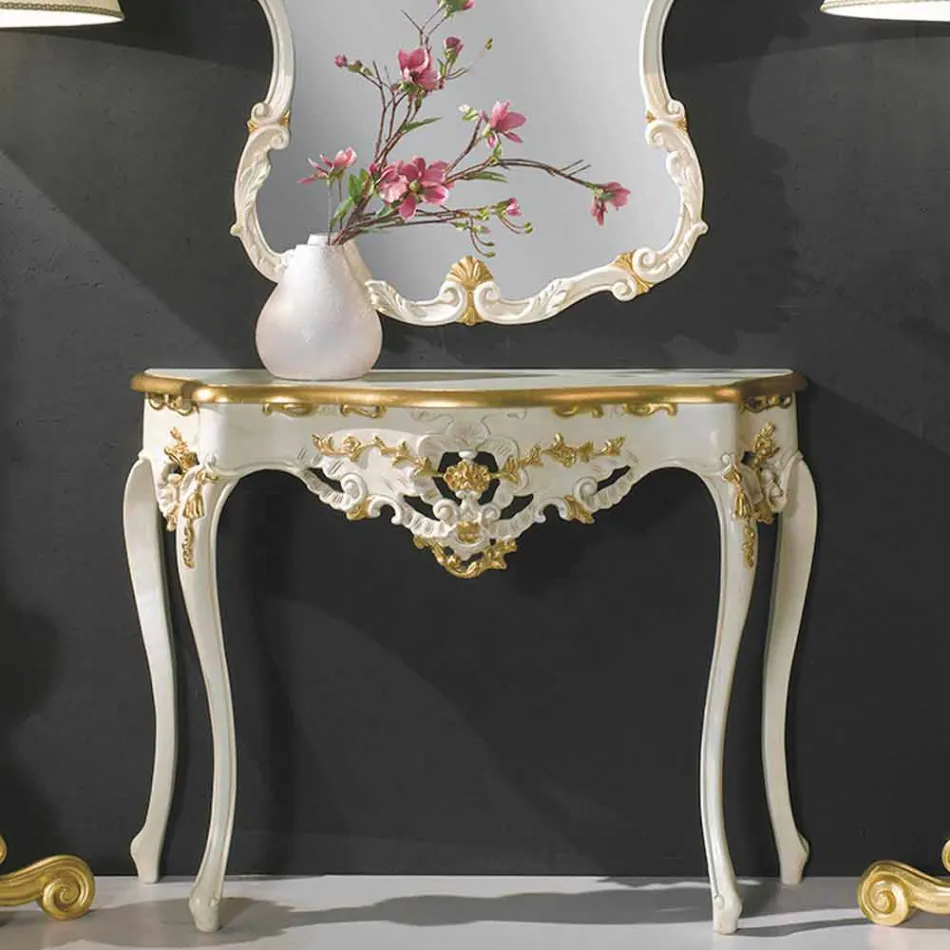 Spantenhouten buitenspiegel, console, made in Italy mdf top Gianluca Viadurini