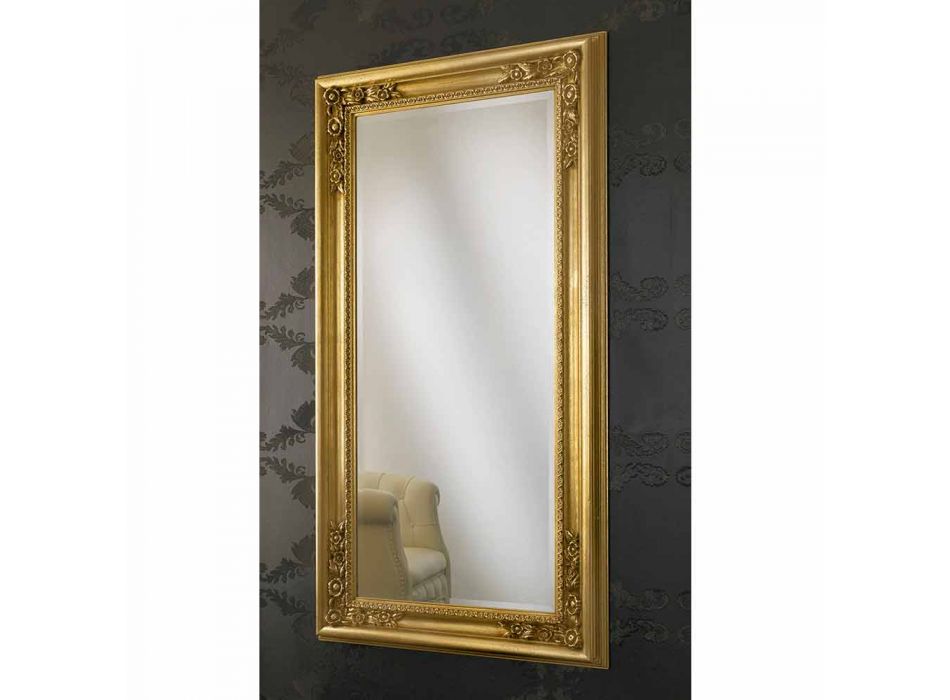 Wandspiegel goud, zilver handgemaakt hout gemaakt in Italië Michele Viadurini