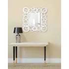Modern design witte vierkante wandspiegel met houten decoraties - Bubble Viadurini