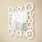 Modern design witte vierkante wandspiegel met houten decoraties - Bubble Viadurini