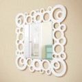 Modern design witte vierkante wandspiegel met houten decoraties - Bubble