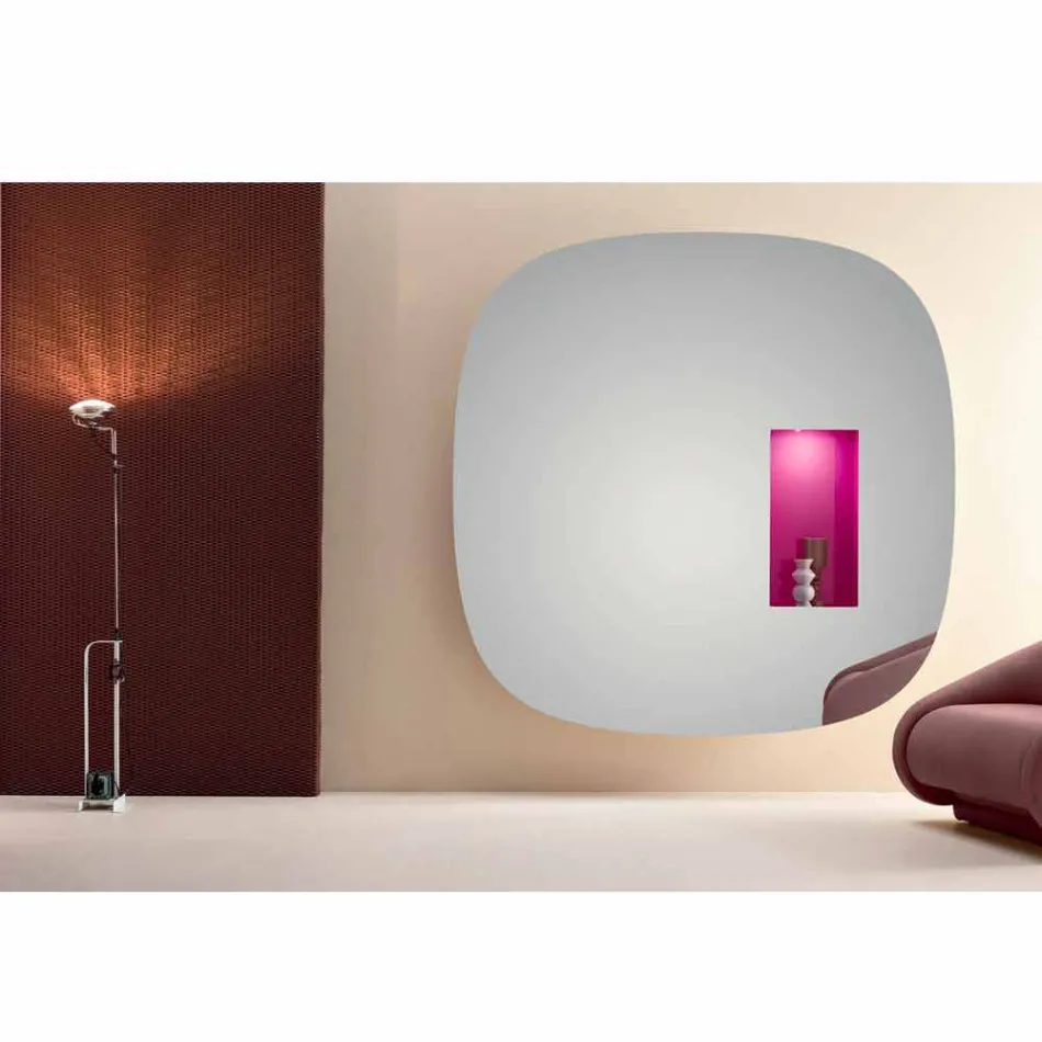 Wandspiegel met led-licht en roze compartiment Minimal Design Woonkamer - Matrix Viadurini