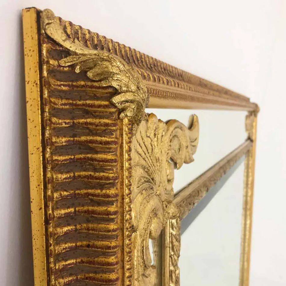 Wandspiegel in rechthoekig hout geproduceerd in Italië door Valentino Viadurini