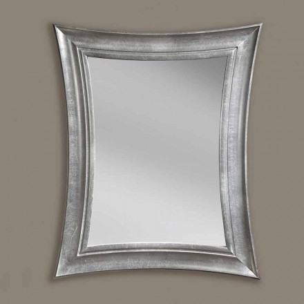 Sandro handgemaakte rechthoekige houten wandspiegel gemaakt in Italië Viadurini