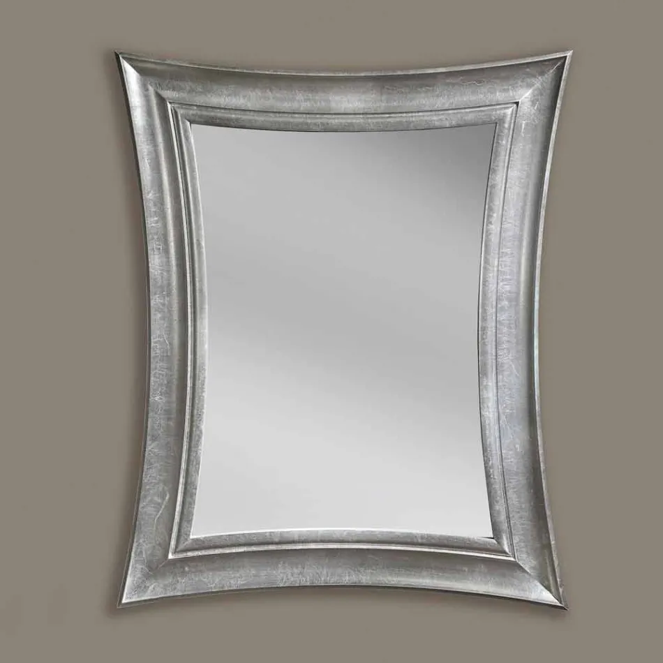 Sandro handgemaakte rechthoekige houten wandspiegel gemaakt in Italië Viadurini