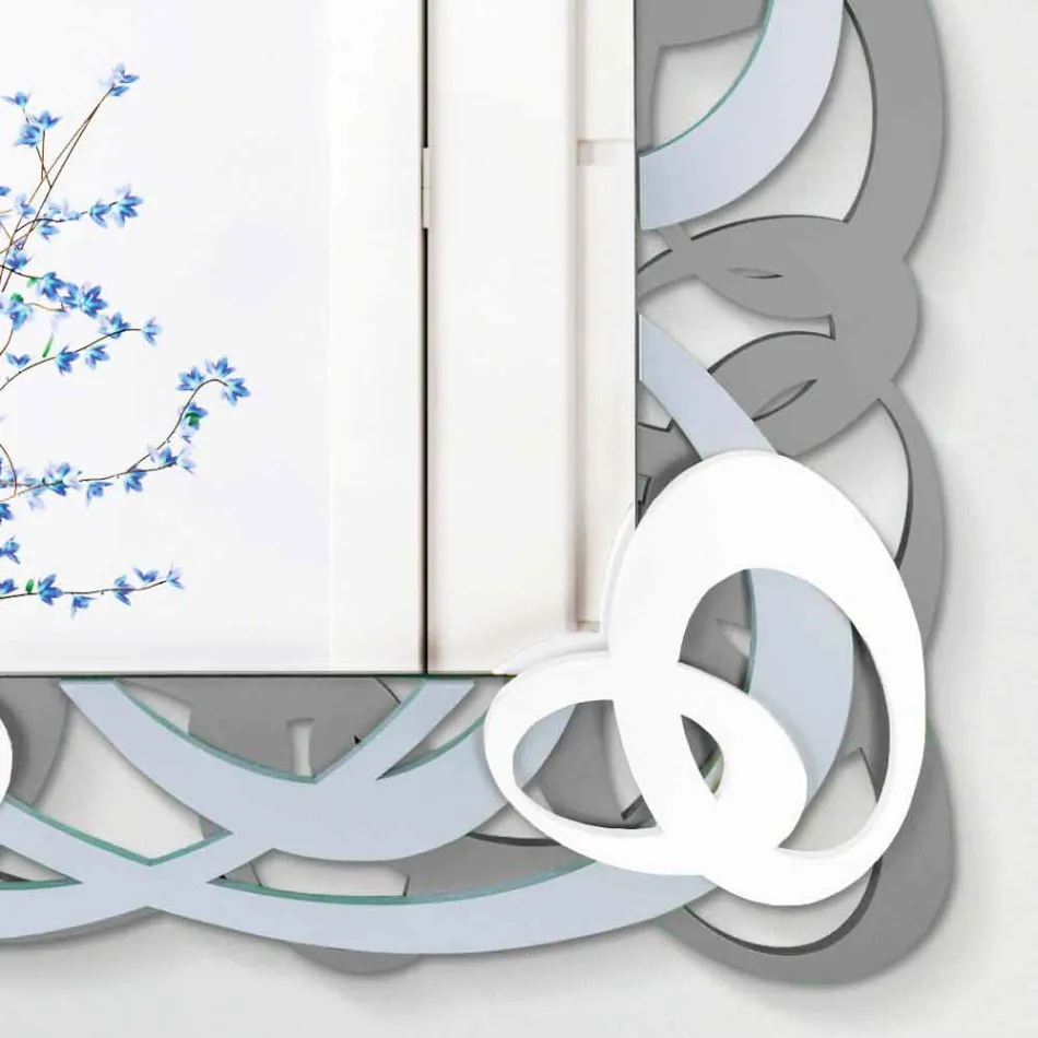 Moderne design rechthoekige gekleurde houten wandspiegel - Amalga Viadurini