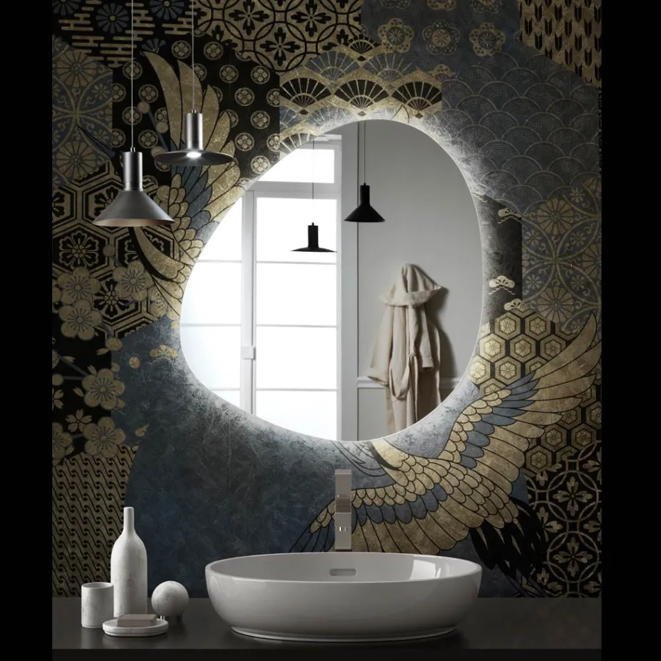 Spiegel met omkeerbare LED-achtergrondverlichting Made in Italy - Talk Viadurini