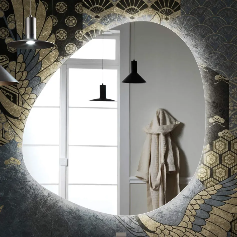 Spiegel met omkeerbare LED-achtergrondverlichting Made in Italy - Talk Viadurini