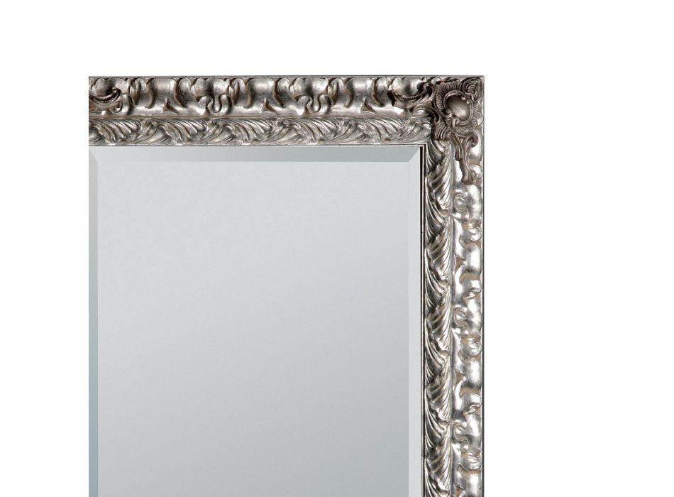 Spiegel met grondspiegel en zilveren bladframe Made in Italy - Roua Viadurini