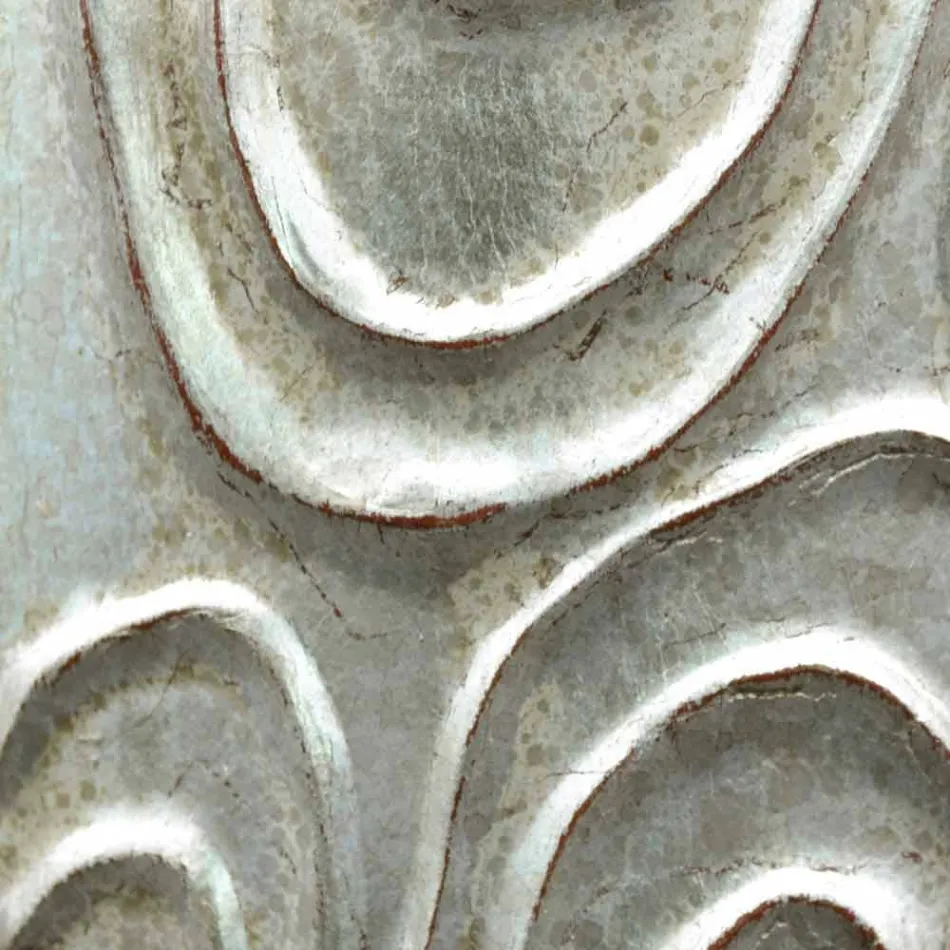 Goud, wit en zilveren wandspiegel gemaakt van hout dat Eugenio in Italië heeft gemaakt Viadurini