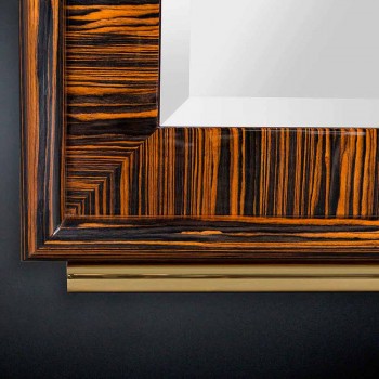 Afgeschuinde spiegel van de wand van gepolijst ebbenhout en metaal Ada 1