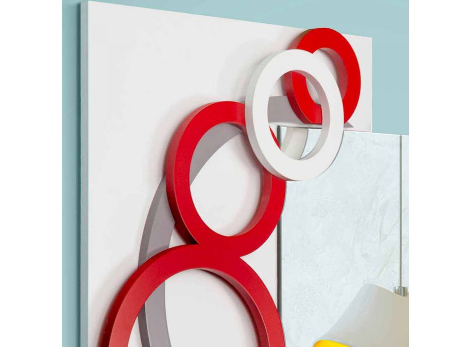 Moderne design wandspiegel wit rood grijs in hout - illusie Viadurini