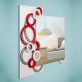 Moderne design wandspiegel wit rood grijs in hout - illusie