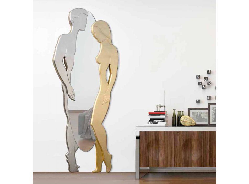 Man & vrouw modern design Mdf wandspiegel met de hand gevormd Viadurini